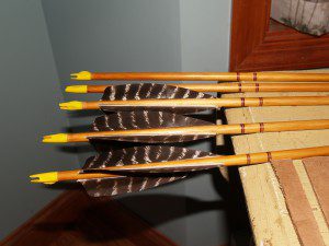 Fletched arrows and bareshafts